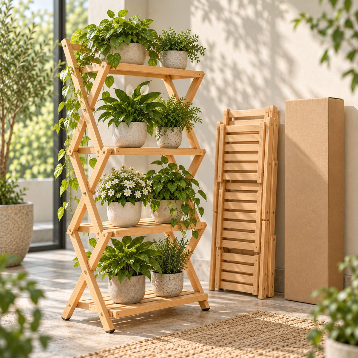 Folding Multi-Tier Plant Shelf - view 1