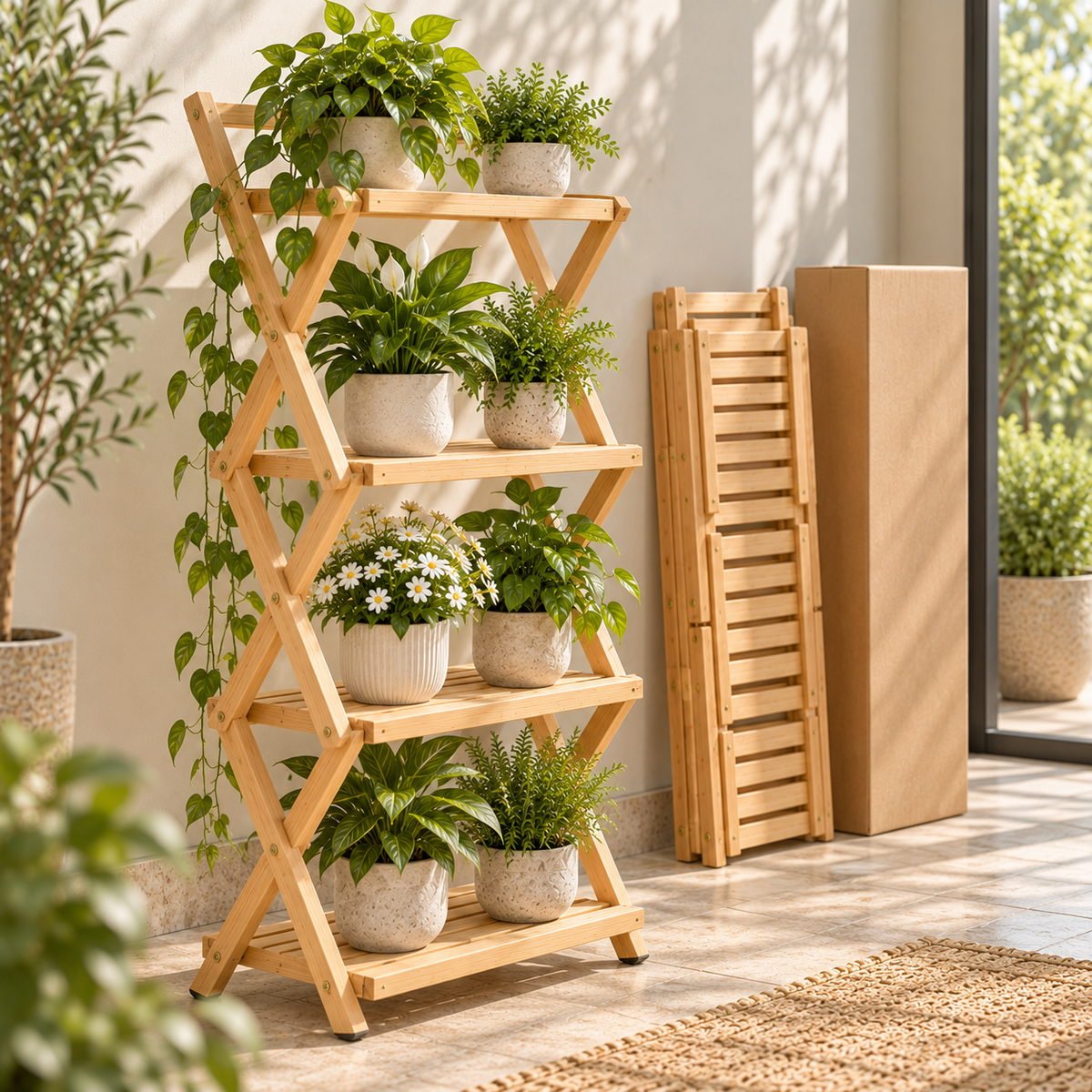 Folding Multi-Tier Plant Shelf - view 2