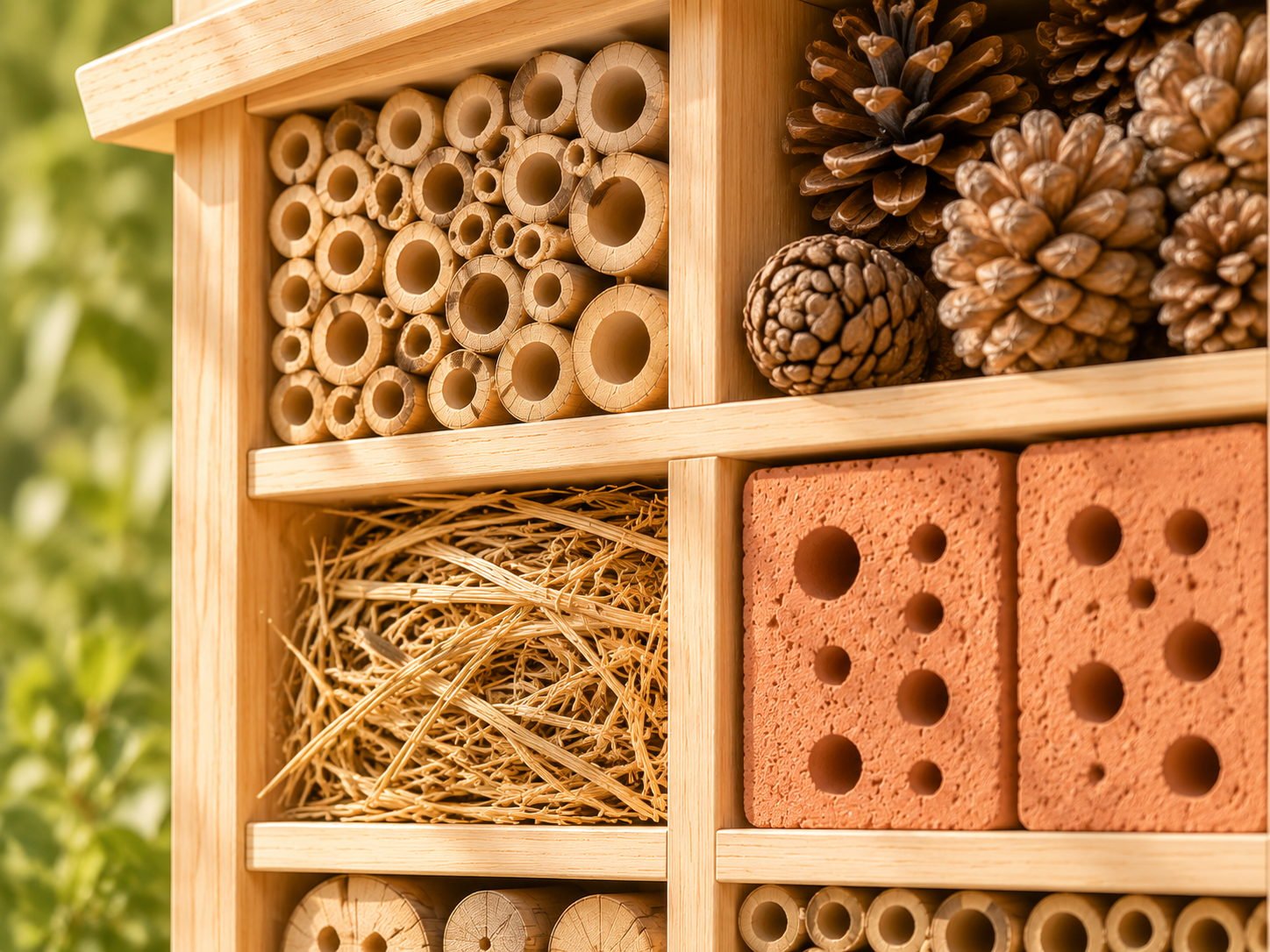 Six-Chamber Insect Hotel - packing and inner fill
