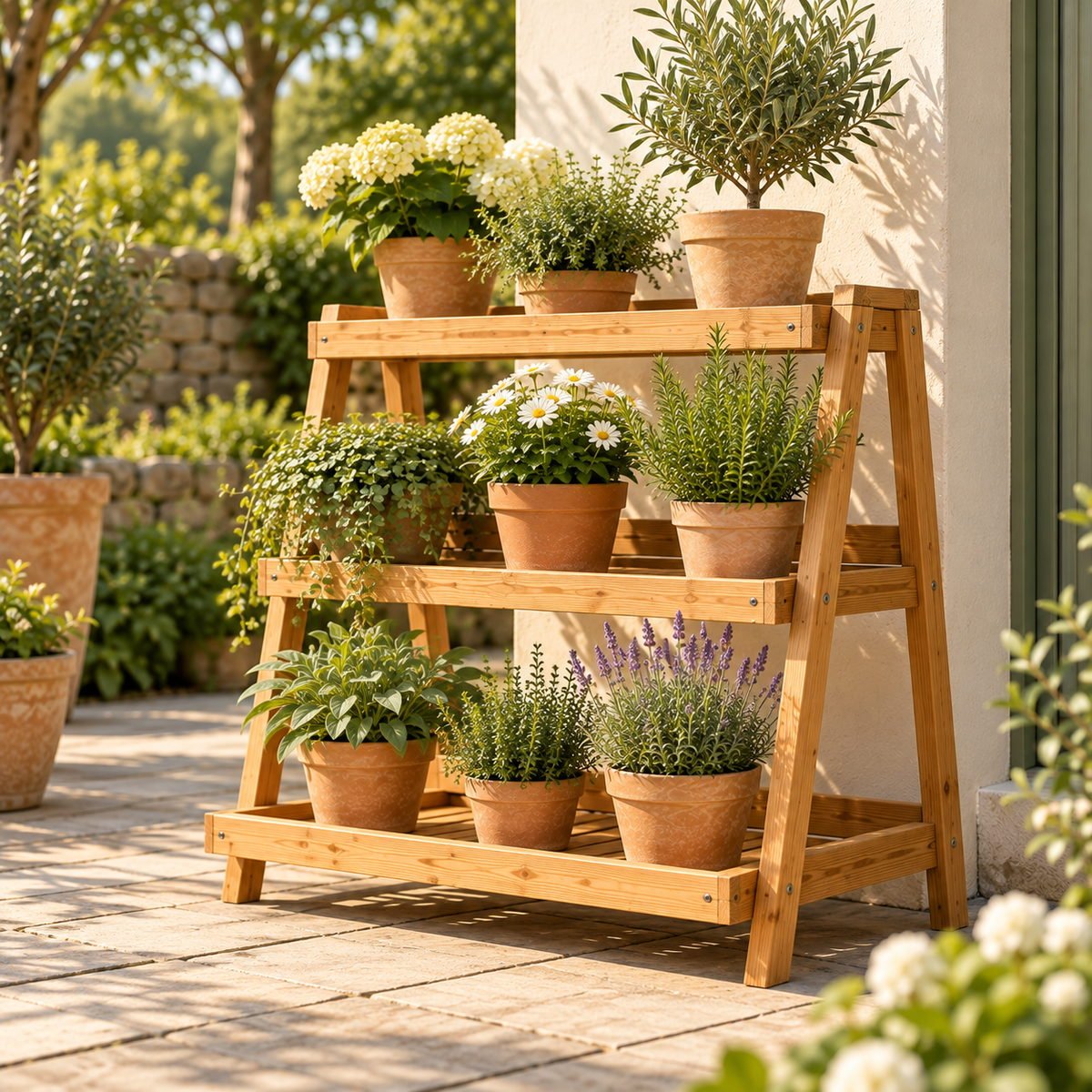 Tiered Solid-Wood Plant Stand - view 1