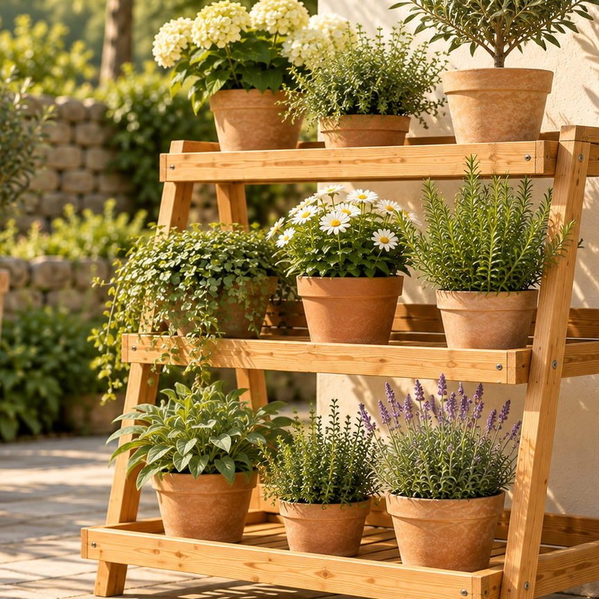 Tiered Solid-Wood Plant Stand - view 2