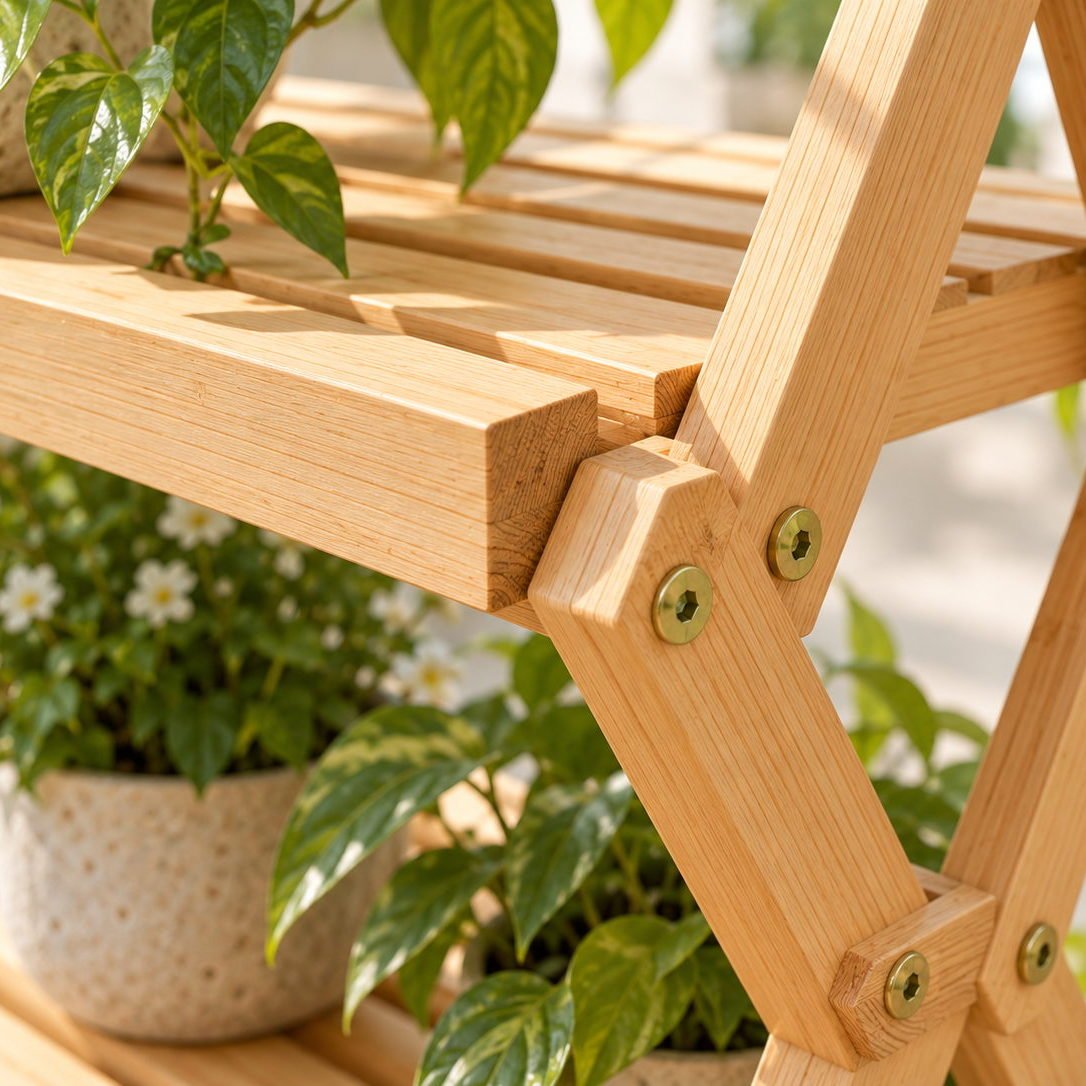 Tiered Solid-Wood Plant Stand - cam-lock and dowel joint, pre-drilled